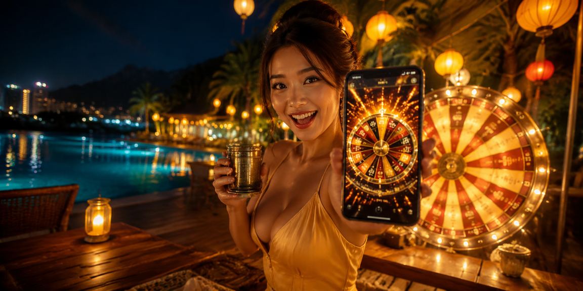 Người dùng tại Hội An thưởng thức cà phê và trải nghiệm roulette trực tuyến trên thiết bị di động